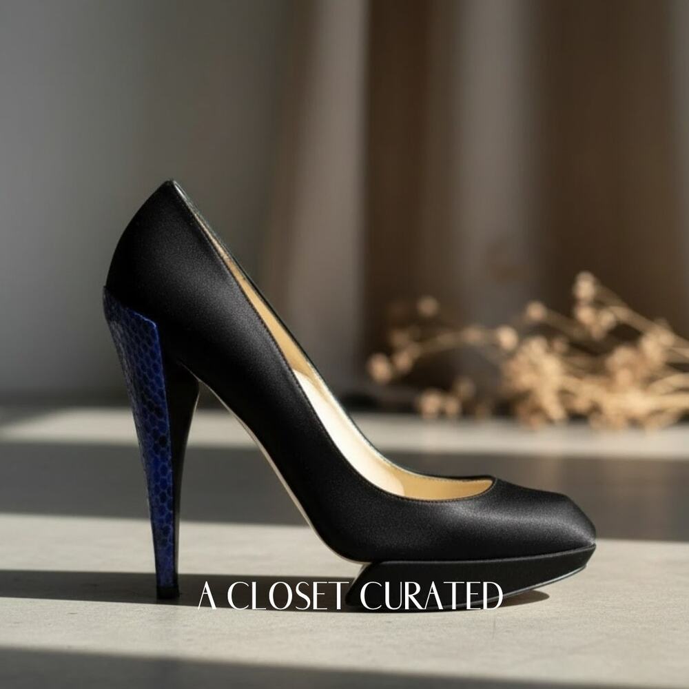 Nicholas Kirkwood Python Heel Platform Pumps 7.5 Black NEW